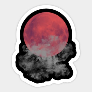 Red moon with clouds Sticker